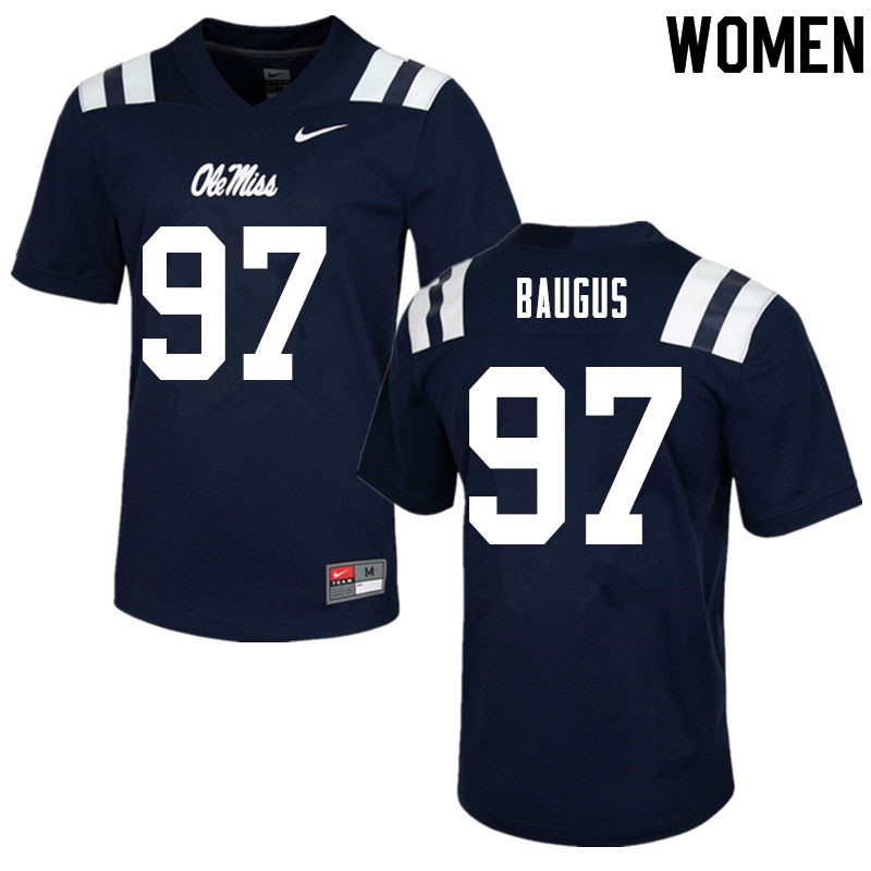 Women #97 Michael Baugus Ole Miss Rebels College Football Jerseys Sale-Navy